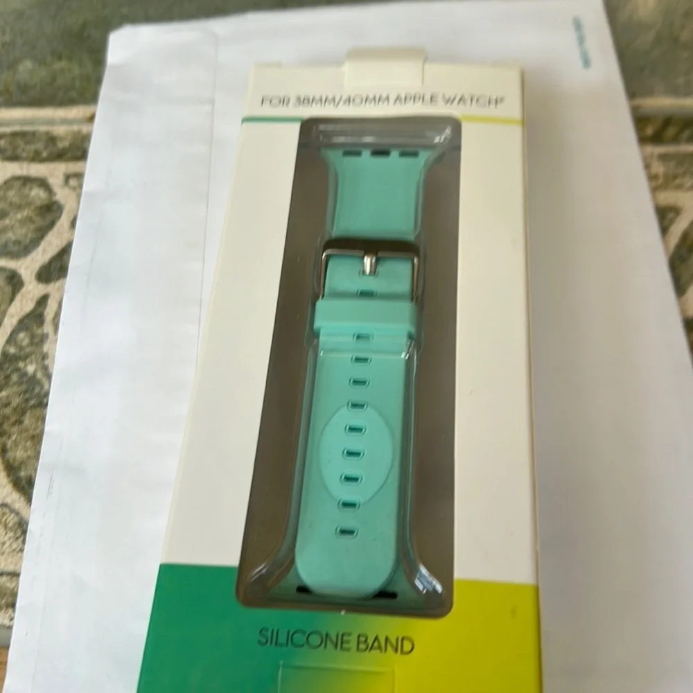 Aqua Apple Watch silicone watch band.